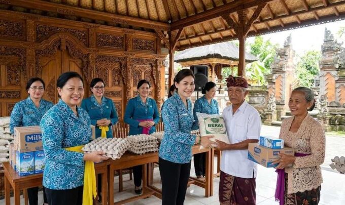Sinergi TP PKK Bali dan Badung Salurkan Bantuan Pangan di Tiga Desa Abiansemal