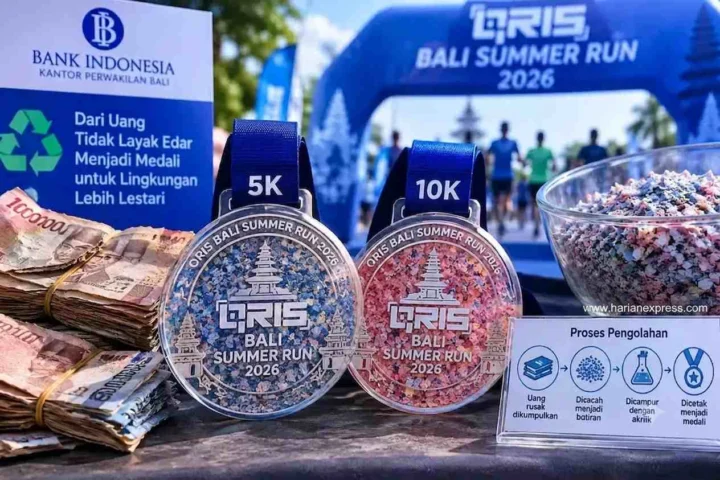 BI Bali Sulap 400 Ribu Limbah Uang Jadi Medali Lari QRIS Bali Summer Run
