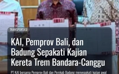 KAI, Pemprov Bali, dan Badung Sepakati Kajian Kereta Trem Bandara-Canggu